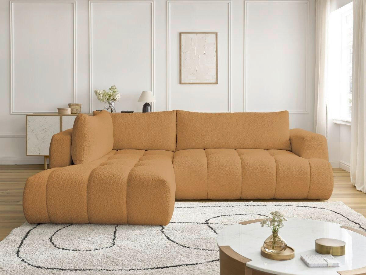 ECKSCHLAFSOFA FUJI Bouclé Gelb  inkl.  - Gelb/Schwarz, MODERN, Kunststoff/Textil (204/282cm)