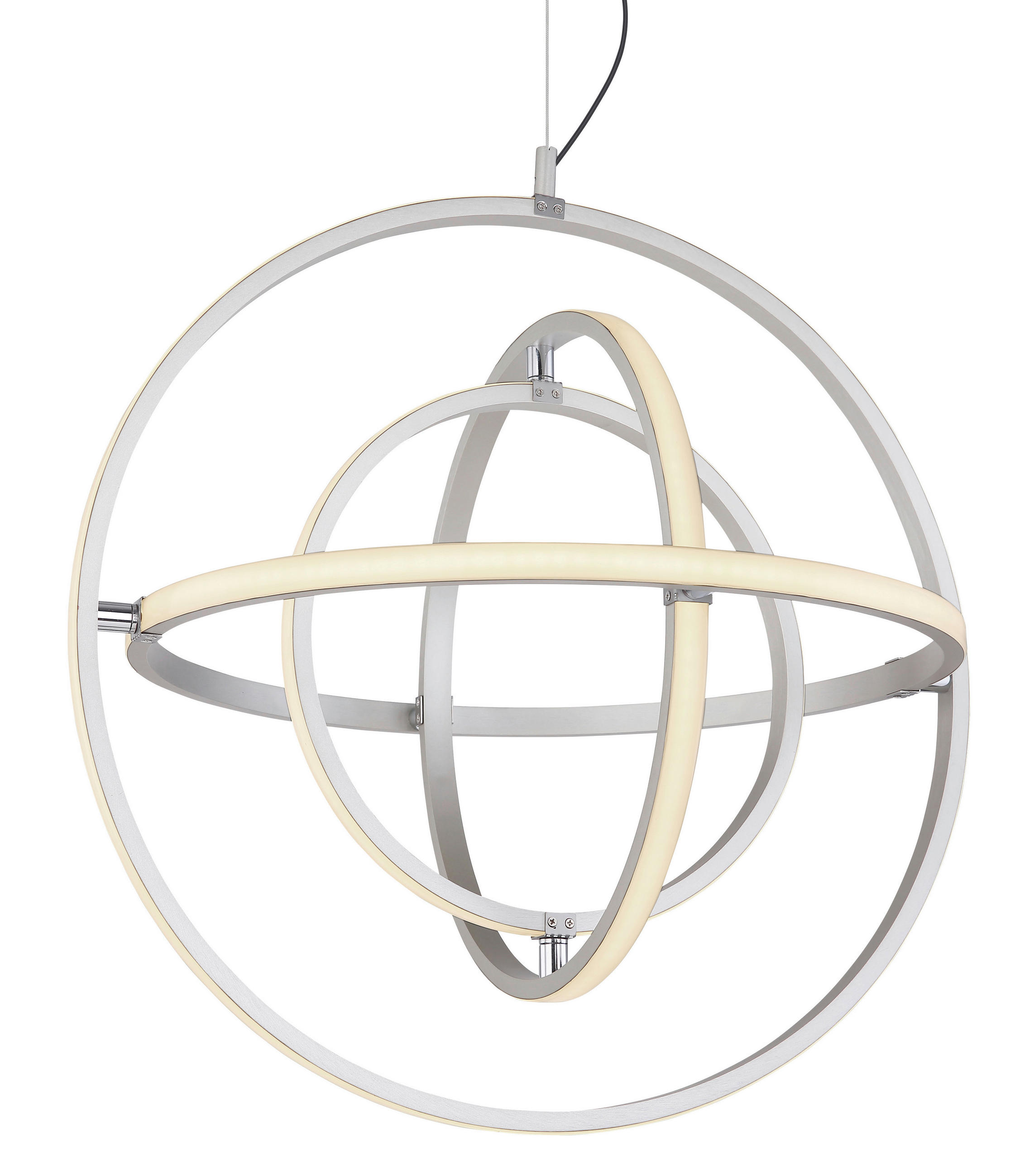 LED-HÄNGELEUCHTE 58/150 cm   - Opal/Nickelfarben, Design, Kunststoff/Metall (58/150cm) - Globo