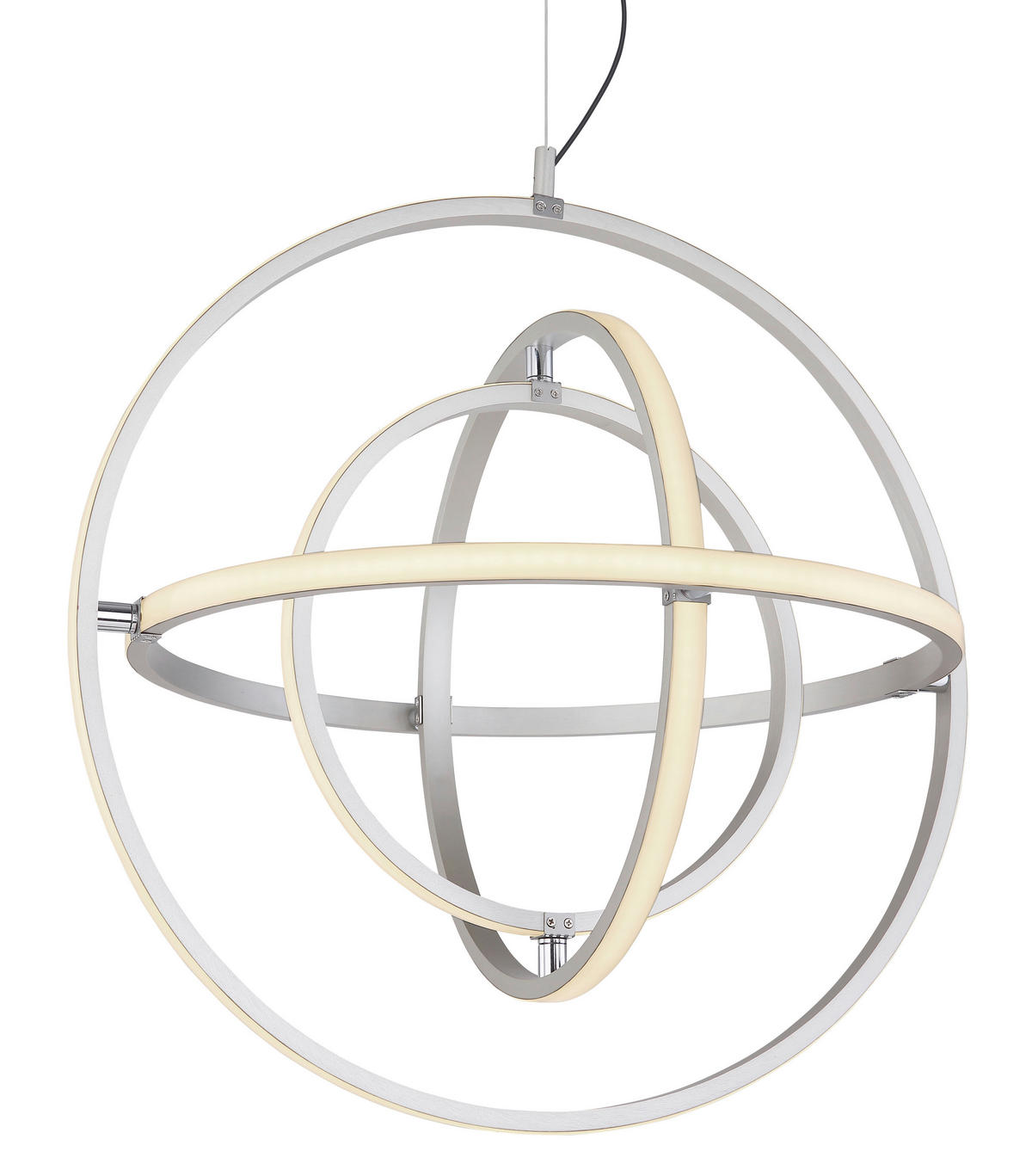 LED-HÄNGELEUCHTE 58/150 cm   - Opal/Nickelfarben, Design, Kunststoff/Metall (58/150cm) - Globo