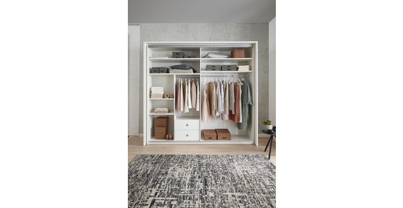 SCHWEBETÜRENSCHRANK  in Weiß, Dunkelgrau  - Dunkelgrau/Alufarben, KONVENTIONELL, Holzwerkstoff/Metall (240/226/64cm) - Xora