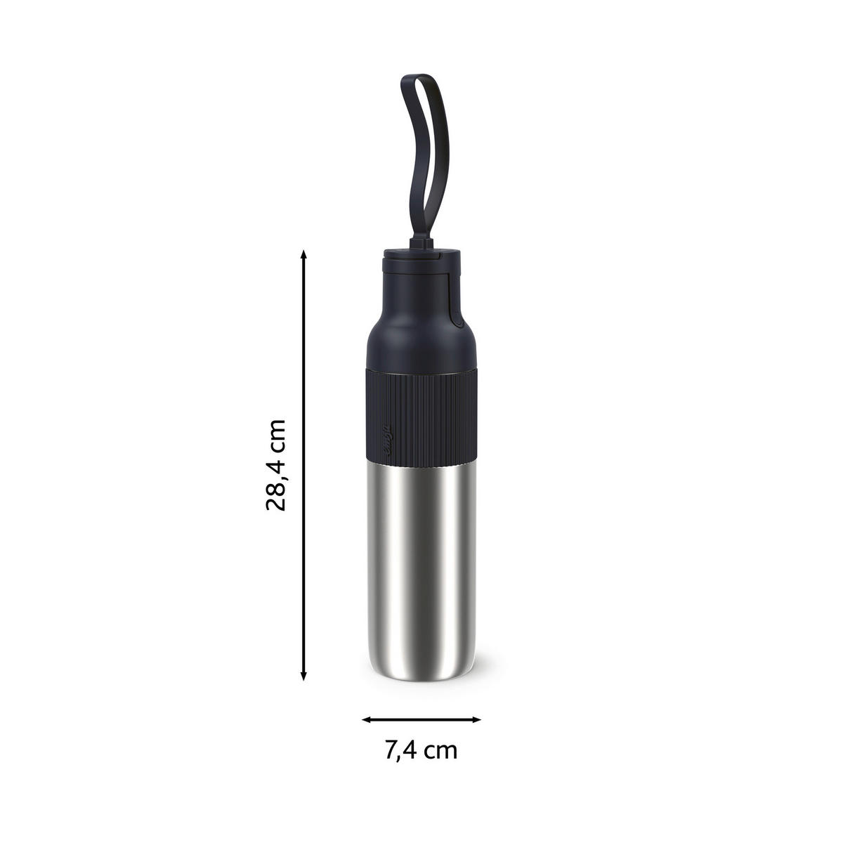 ISOLIERFLASCHE beYou 0,7L L  - Schwarz, Basics, Metall (7,4/7,4/31,4cm) - Emsa