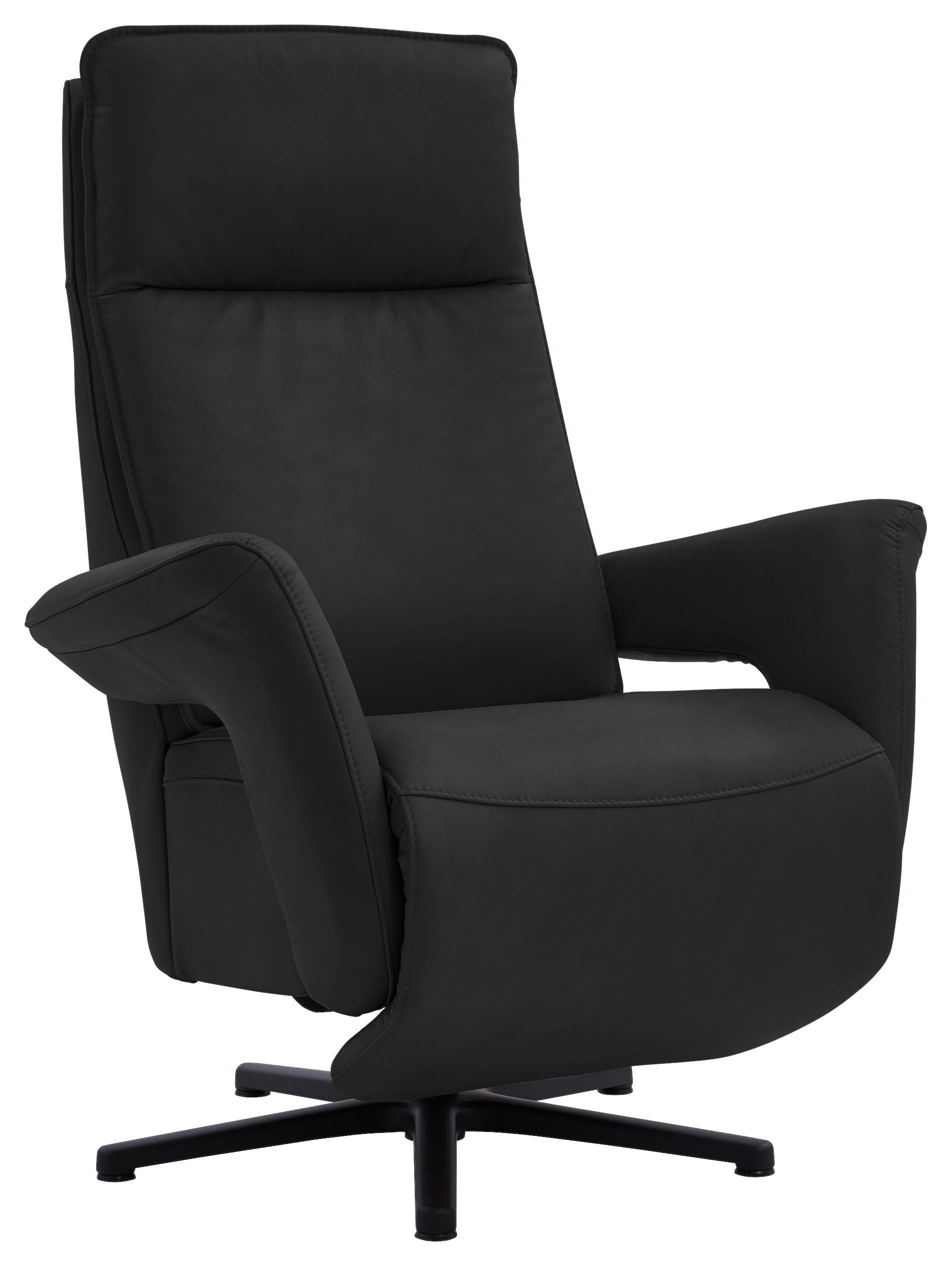 RELAXSESSEL in Leder Schwarz  - Schwarz, Design, Leder/Metall (83/112/87-174cm) - Valdera