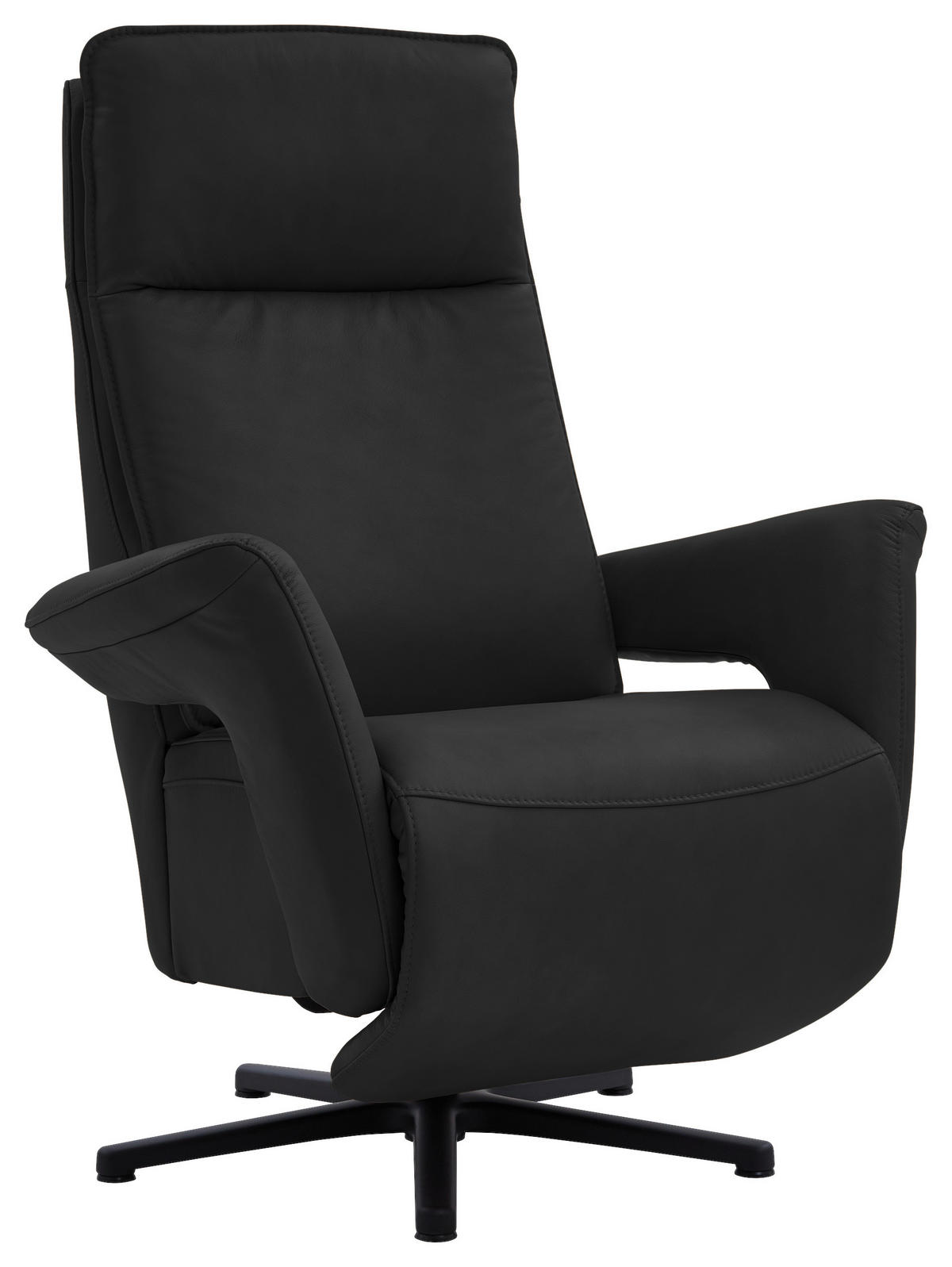 RELAXSESSEL in Leder Schwarz  - Schwarz, Design, Leder/Metall (83/112/87-174cm) - Valdera