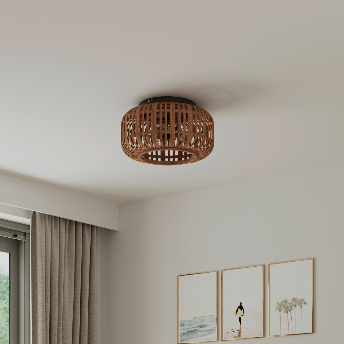 TAKLAMPA Vinkovci 40/22,5 cm  - svart/naturfärgad, Natur, metall/naturmaterial (40/22,5cm) - Marama