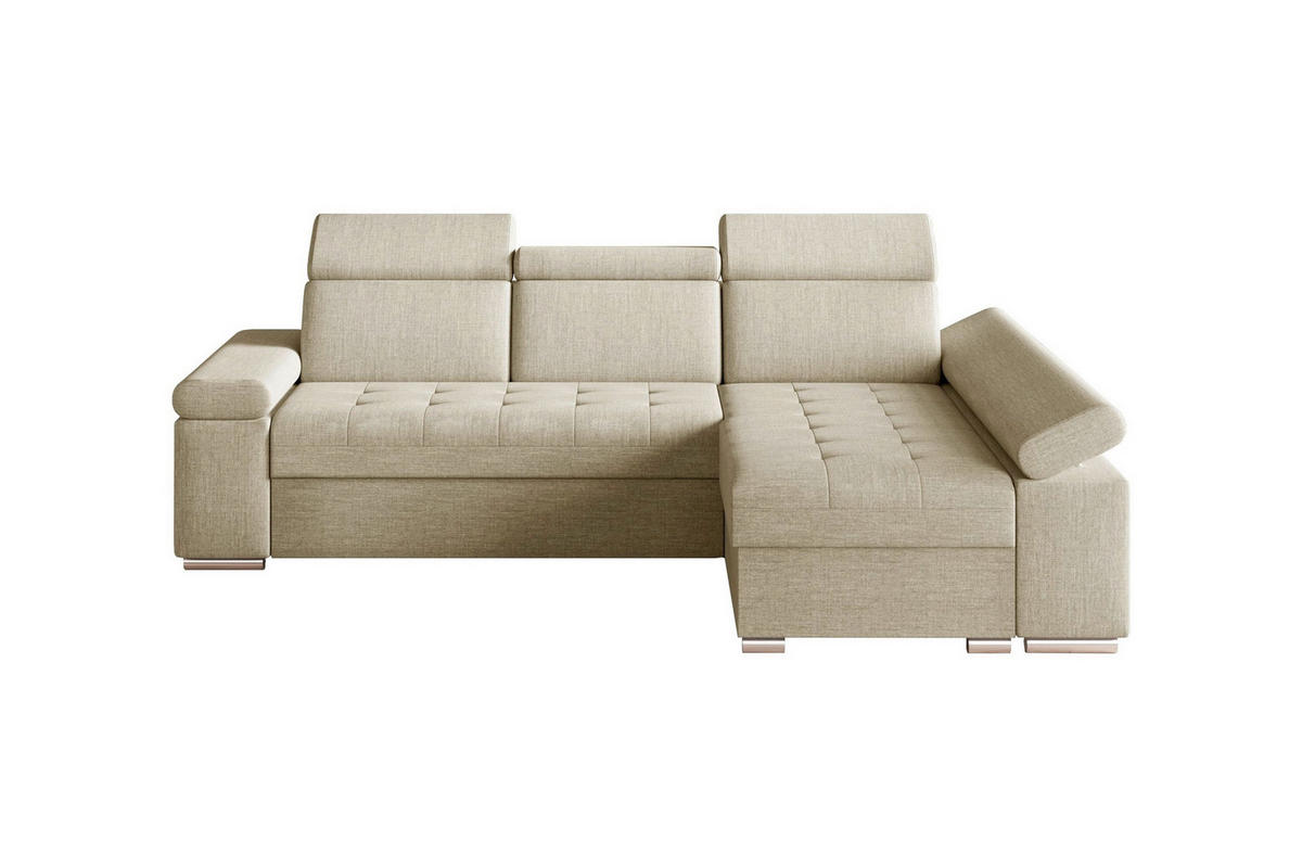 ECKSOFA TORONTO in Webstoff Creme  - Silberfarben/Creme, Design, Kunststoff/Textil (260/168cm) - MID.YOU
