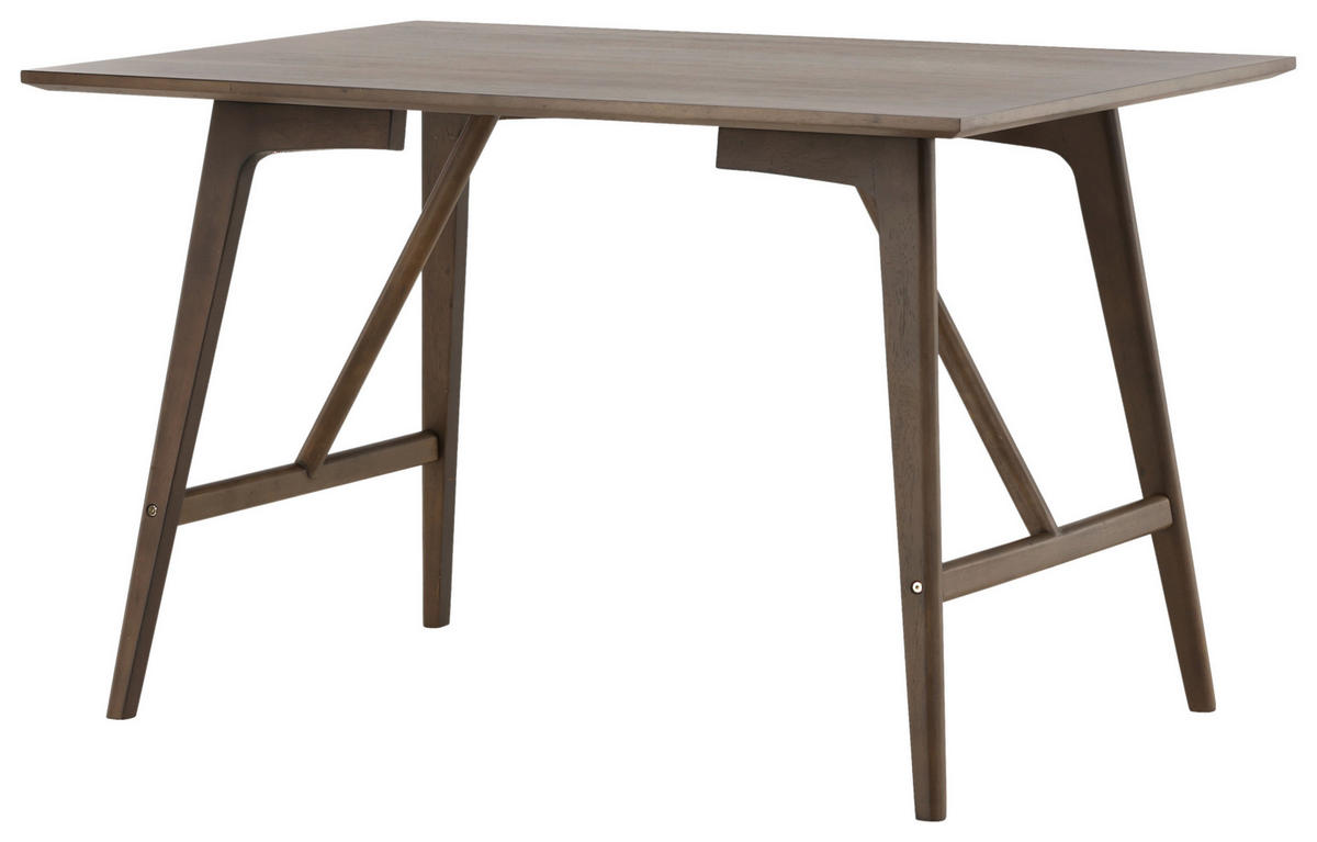 ESSTISCH Kautschukholz furniert, massiv rechteckig Dunkelbraun  - Dunkelbraun, Design, Holz/Holzwerkstoff (120/80/75cm) - Livetastic