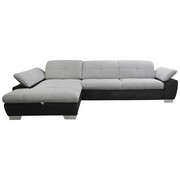 WOHNLANDSCHAFT in Grau, Schwarz Textil - Chromfarben/Schwarz, Design, Textil/Metall (204/297cm) - XORA