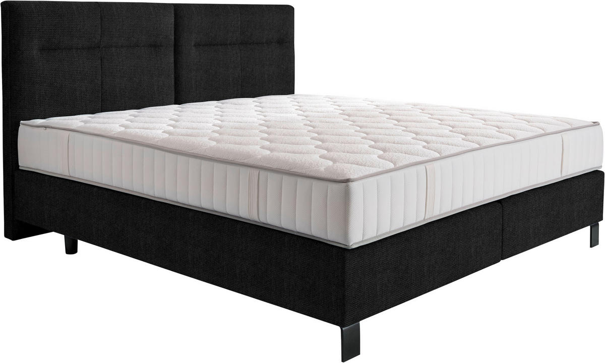 BOXSPRINGBETT 180/220 cm  in Graphitfarben  - Schwarz/Graphitfarben, KONVENTIONELL, Textil/Metall (180/220cm) - Esposa