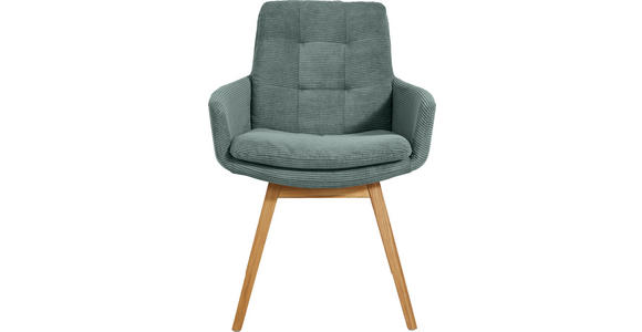 ARMLEHNSTUHL  Stoffauswahl, Typenauswahl, Gestellauswahl Cord  - Eichefarben/Grün, Design, Holz/Textil (63/90/69cm) - Johann Jakob