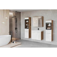 BADEZIMMER 5-teilig  in 120 cm  - Weiss/Eiche Wotan, Lifestyle, Glas/Keramik (120cm) - P & B