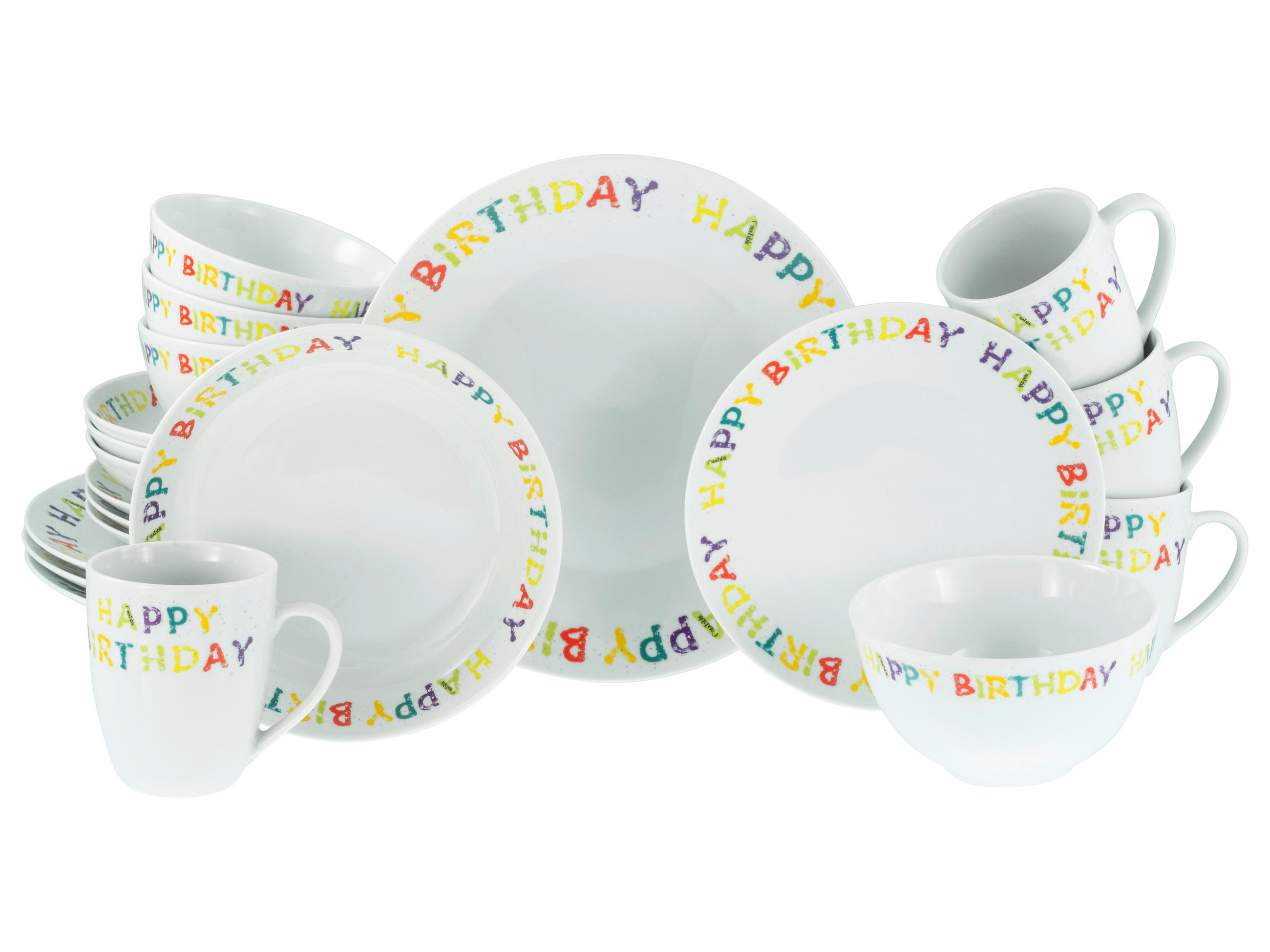 KOMPLETT SERVIS Happy Birthday 20 delar  - multicolor, Basics, keramik - Creatable