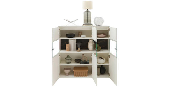 HIGHBOARD Weiß  121,9/121,5/45,2 cm  - Schwarz/Weiß, Design, Glas/Keramik (121,9/121,5/45,2cm) - Dieter Knoll