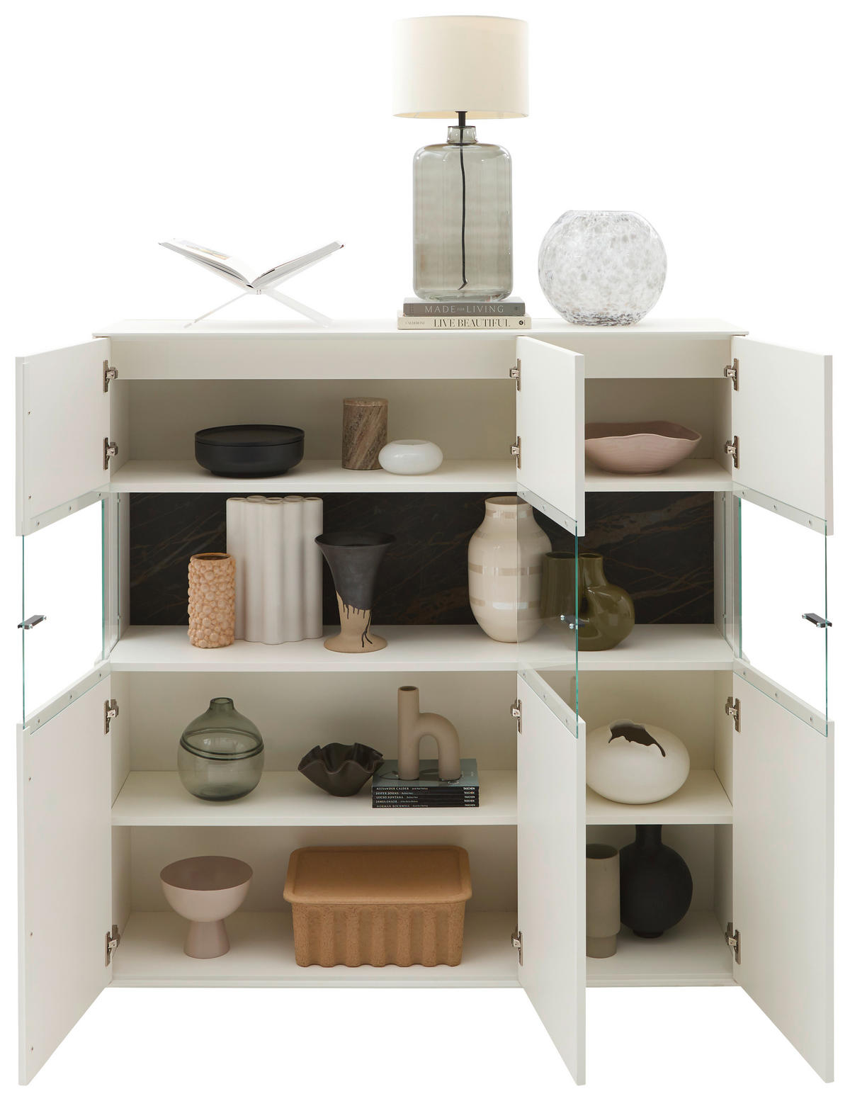 HIGHBOARD Weiss  121,9/121,5/45,2 cm  - Weiss/Schwarz, Design, Glas/Keramik (121,9/121,5/45,2cm) - Dieter Knoll