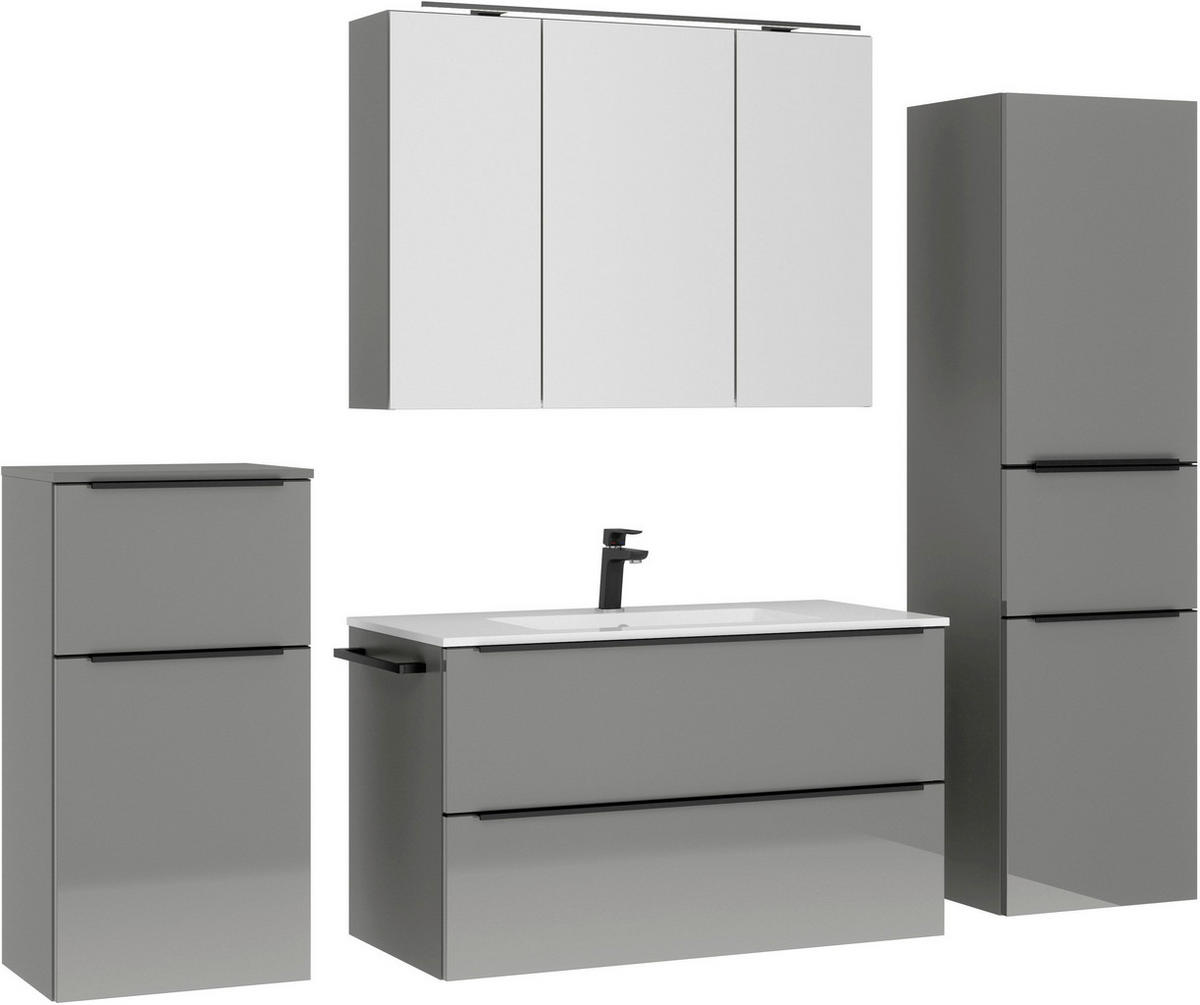 BADEZIMMER 5-teilig  in 191 cm  - Schieferfarben/Schwarz, MODERN, Holzwerkstoff/Stein (191cm) - Nobilia