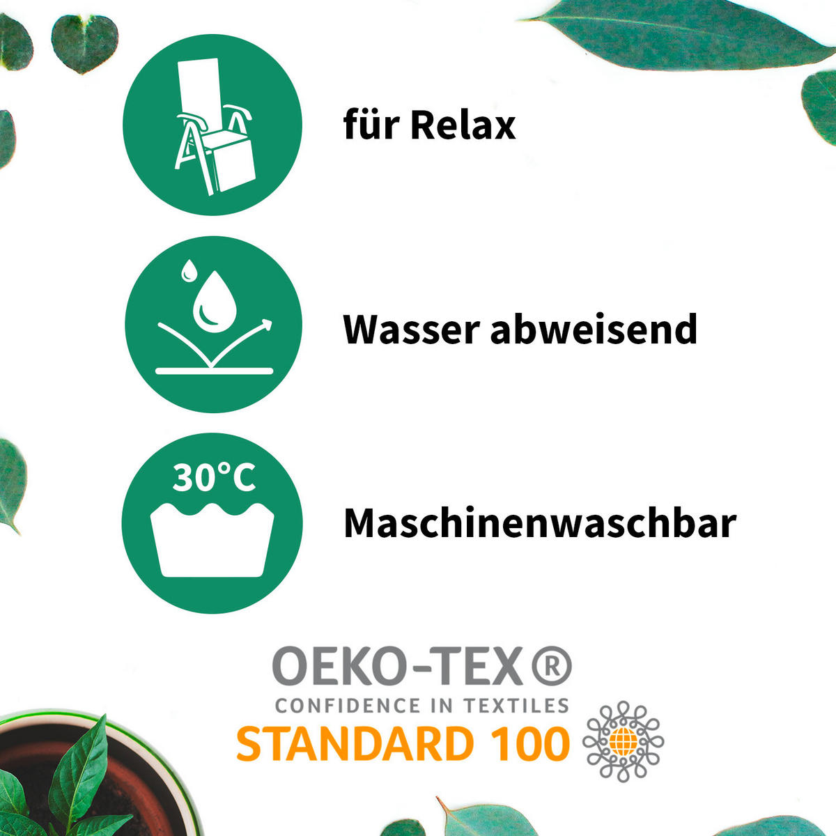 RELAXSESSELAUFLAGE Uni  - Petrol, Basics, Textil (170/46/8cm) - Gardenson