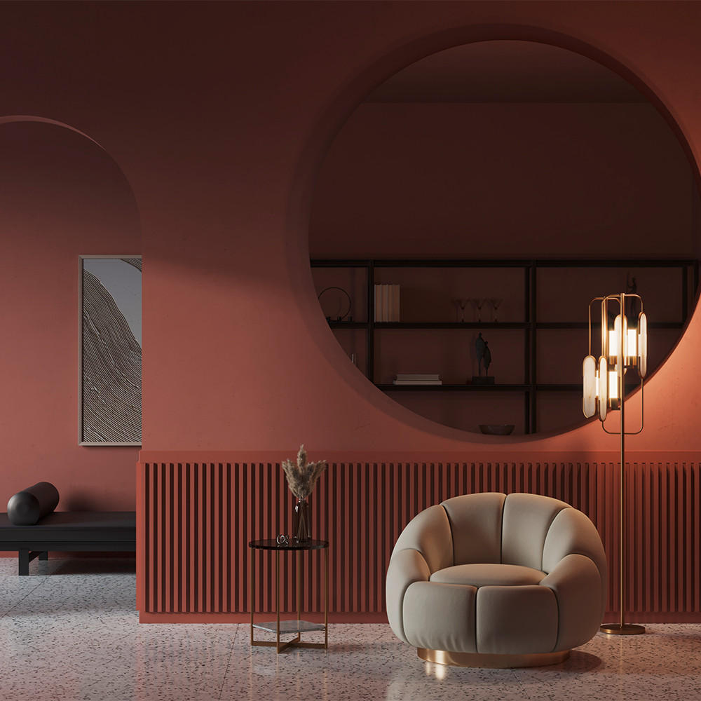 GOLVLAMPA Modern 23/160 cm    - vit/guldfärgad, Trend, metall/sten (23/160cm) - MAYTONI