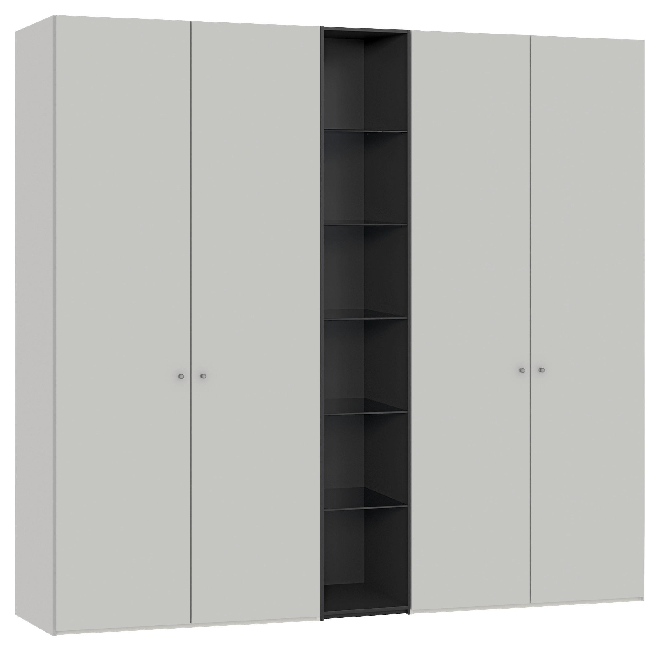 DREHTÜRENSCHRANK in Schwarz, Hellgrau  - Silberfarben/Hellgrau, Design, Glas/Holzwerkstoff (241/220/59cm) - Jutzler