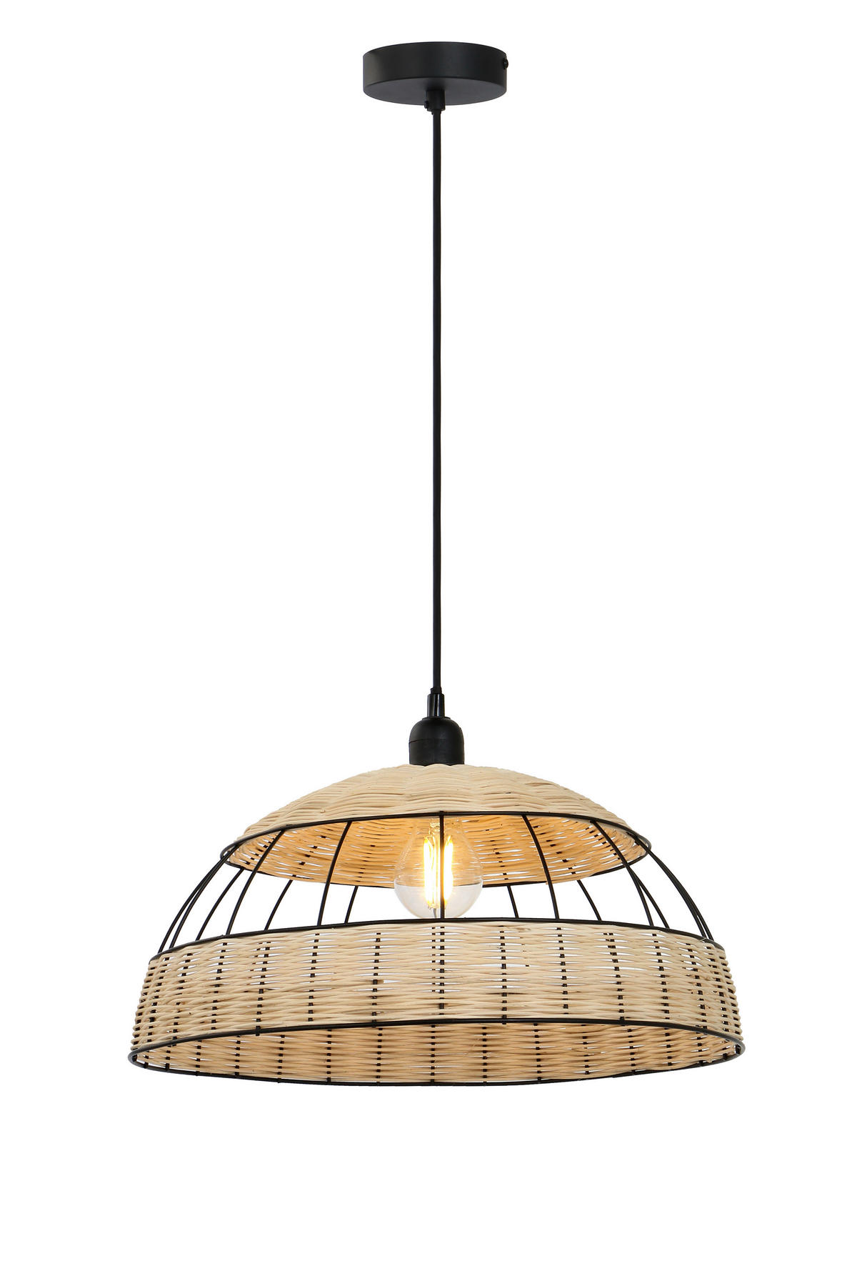 VISEČA SVETILKA        40/120 cm      E27 - črna/naravne barve, Natur, kovina/umetna masa (40/120cm) - Globo