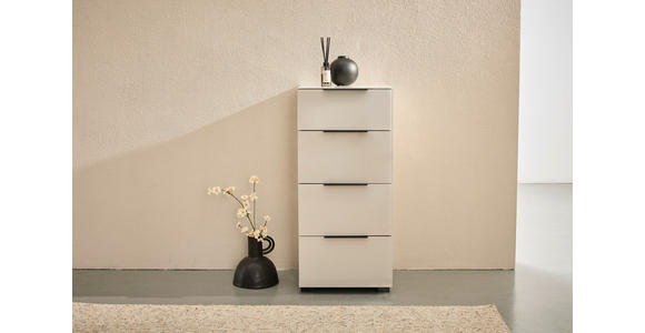 KOMMODE , 45/99,7/42 cm, 4 Schublade(n)  - Kaschmir/Schwarz, Design, Glas/Holzwerkstoff (45/99,7/42cm) - Novel