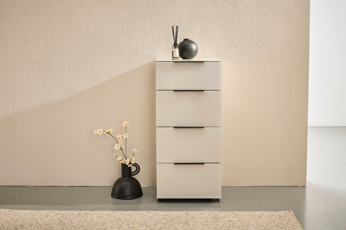 KOMMODE , 45/99,7/42 cm, 4 Schublade(n)  - Kaschmir/Schwarz, Design, Glas/Holzwerkstoff (45/99,7/42cm) - Novel