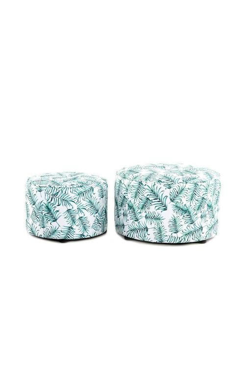 SADA TABURETIEK,  - biela/zelená, Basics, textil/plast (45+58cm)