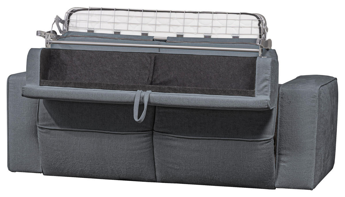 SCHLAFSOFA Chenille Blau, Dunkelgrau  - Blau/Dunkelgrau, Design, Kunststoff/Textil (227/74/105cm) - Novel