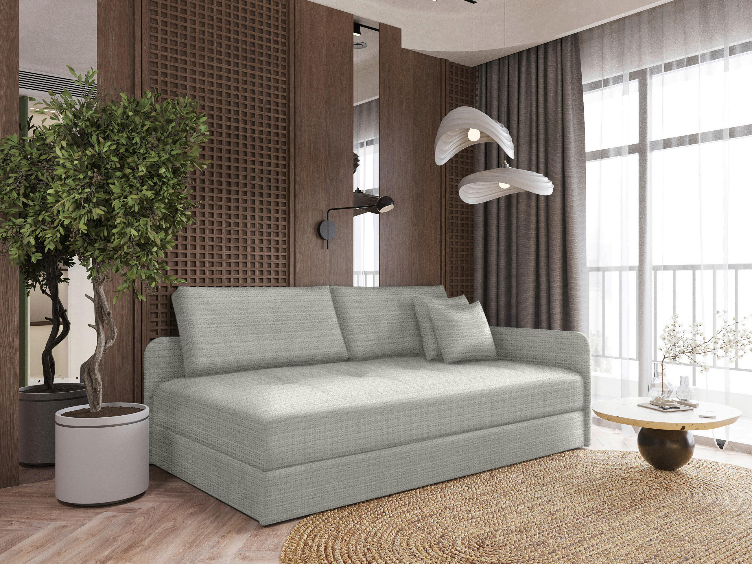 LIEGE in Velours Kaschmir  - Kaschmir/Schwarz, KONVENTIONELL, Kunststoff/Textil (205/80/95cm) - Xora