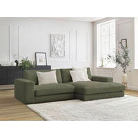 ECKSOFA  LEONARD Hellgrün Cord  - Schwarz/Hellgrün, MODERN, Kunststoff/Textil (274/159cm)