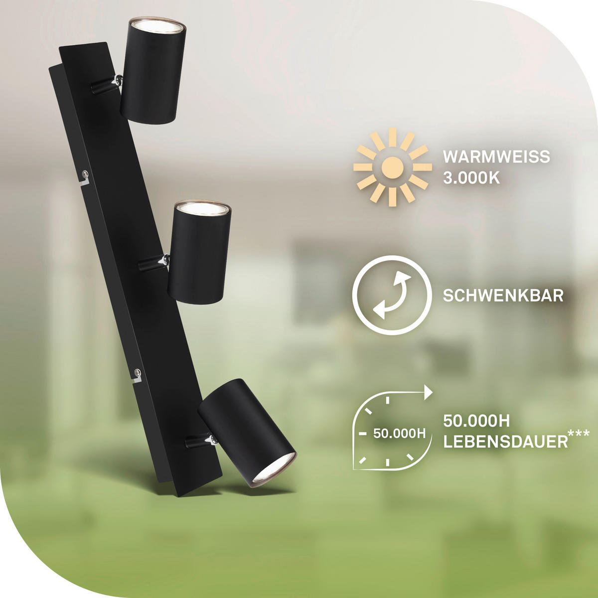 LED-STRAHLER Isil A 45/8/12,3 cm   - Schwarz, Basics, Metall (45/8/12,3cm) - Briloner