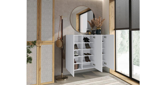 HÄNGESCHUHSCHRANK Weiß - Weiß, Design, Holzwerkstoff (120/100/34cm) - Hom`in