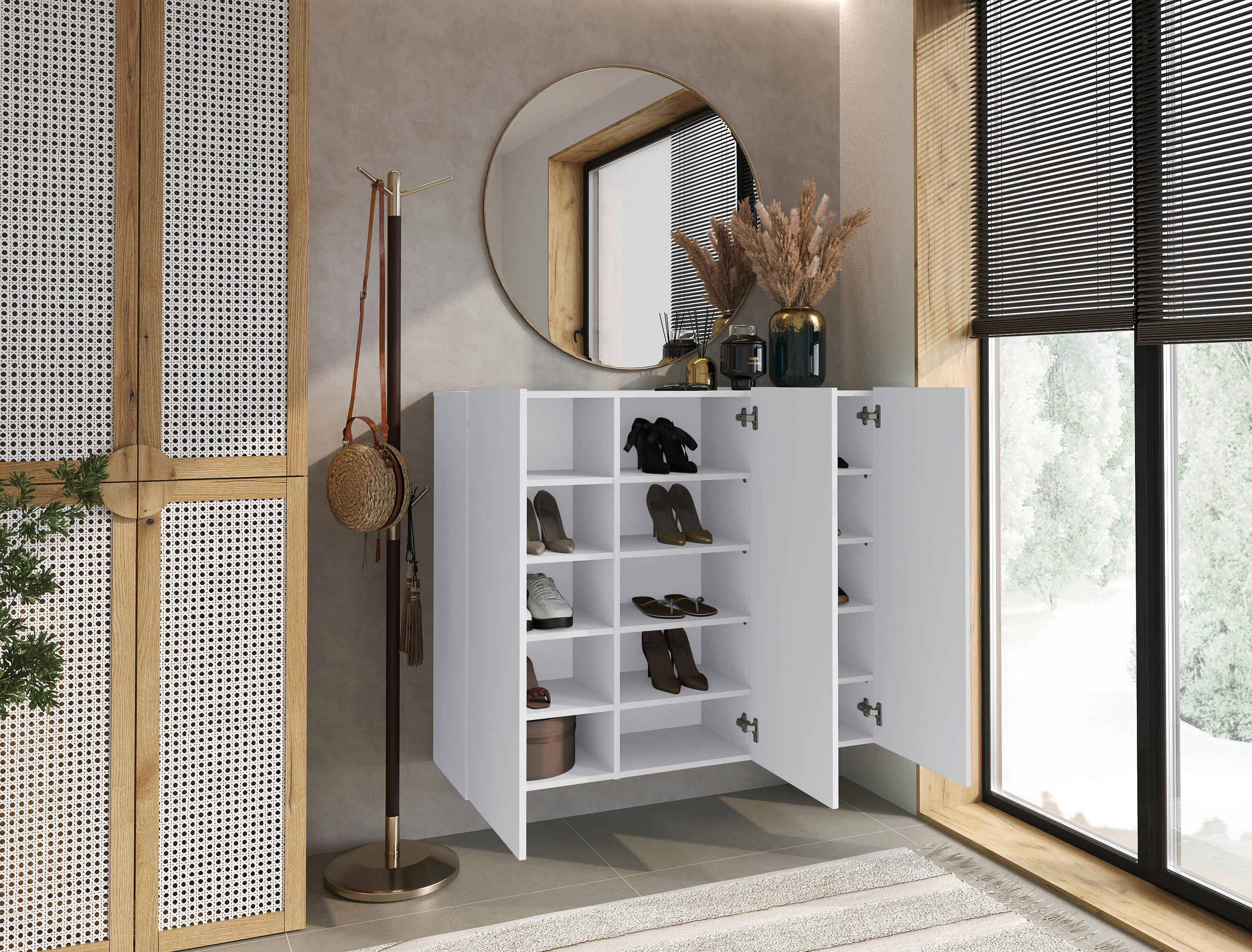 HÄNGESCHUHSCHRANK Weiß  - Weiß, Design, Holzwerkstoff (120/100/34cm) - Hom`in