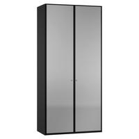 KLEIDERSCHRANK 102/220/59 cm,  in Schwarz, 2-türig  - Silberfarben/Schwarz, Design, Glas/Holzwerkstoff (102/220/59cm) - Jutzler