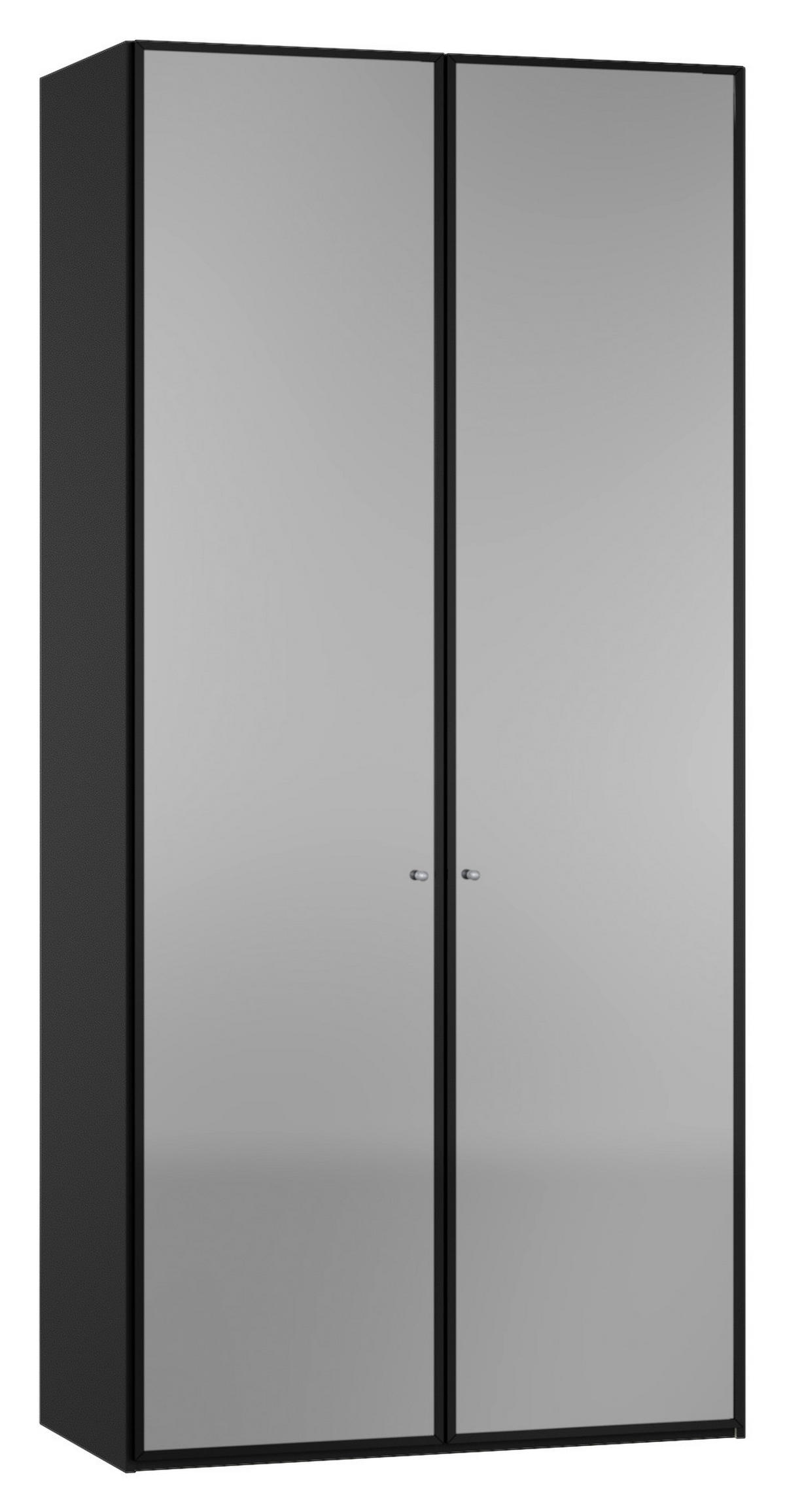 KLEIDERSCHRANK 102/220/59 cm,  in Schwarz, 2-türig  - Silberfarben/Schwarz, Design, Glas/Holzwerkstoff (102/220/59cm) - Jutzler