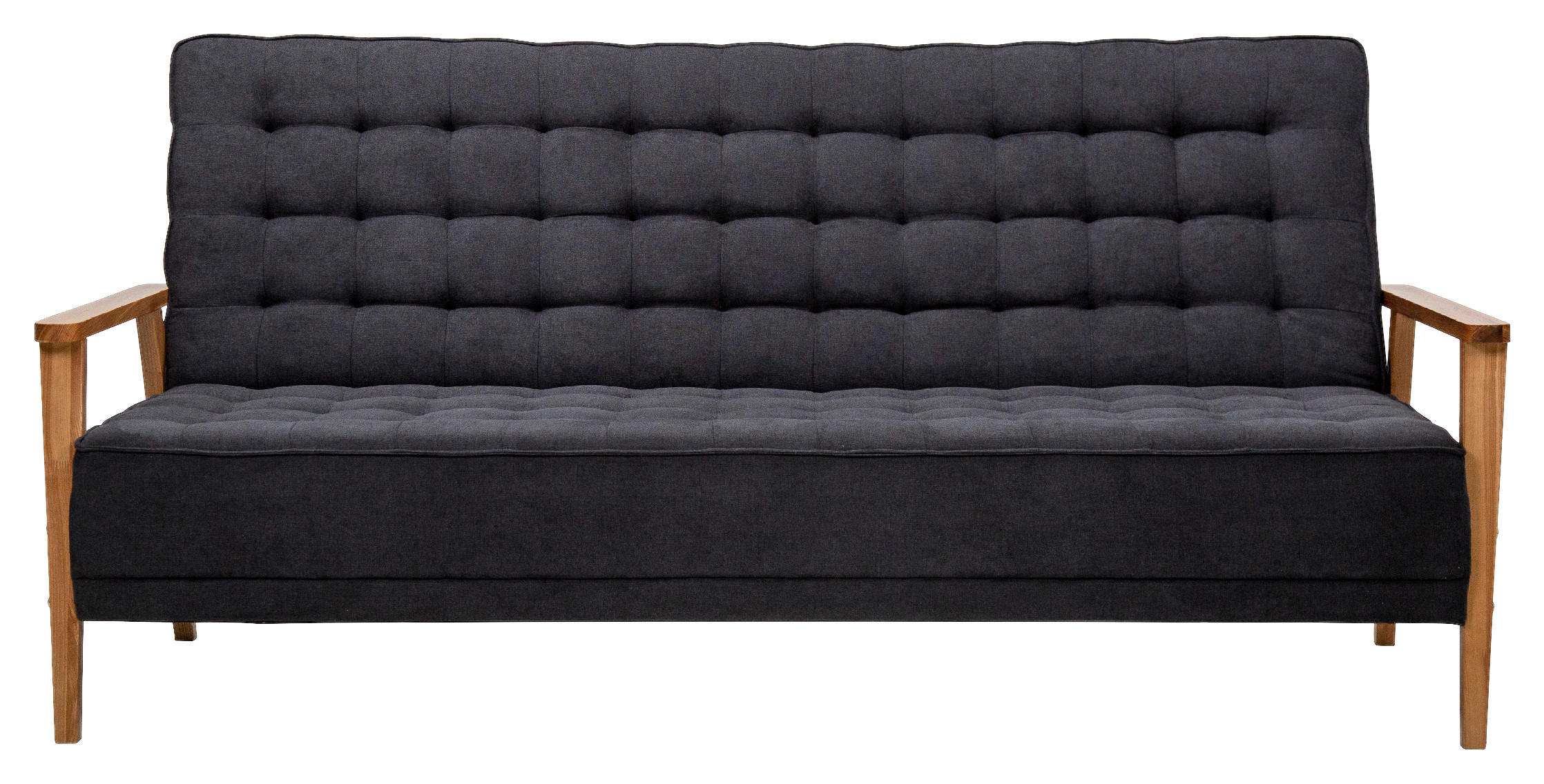 SCHLAFSOFA Mikrofaser Dunkelgrau Liegefunktion, Schlafen auf Sitzhöhe  - Dunkelgrau/Eschefarben, Design, Holz/Textil (202/95/95cm) - P & B