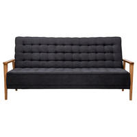 SCHLAFSOFA Mikrofaser Dunkelgrau Liegefunktion, Schlafen auf Sitzhöhe  - Dunkelgrau/Eschefarben, Design, Holz/Textil (202/95/95cm) - P & B