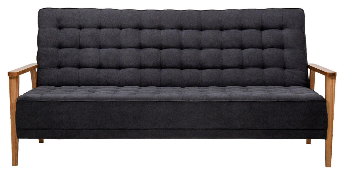 SCHLAFSOFA Mikrofaser Dunkelgrau Liegefunktion, Schlafen auf Sitzhöhe  - Dunkelgrau/Eschefarben, Design, Holz/Textil (202/95/95cm) - P & B