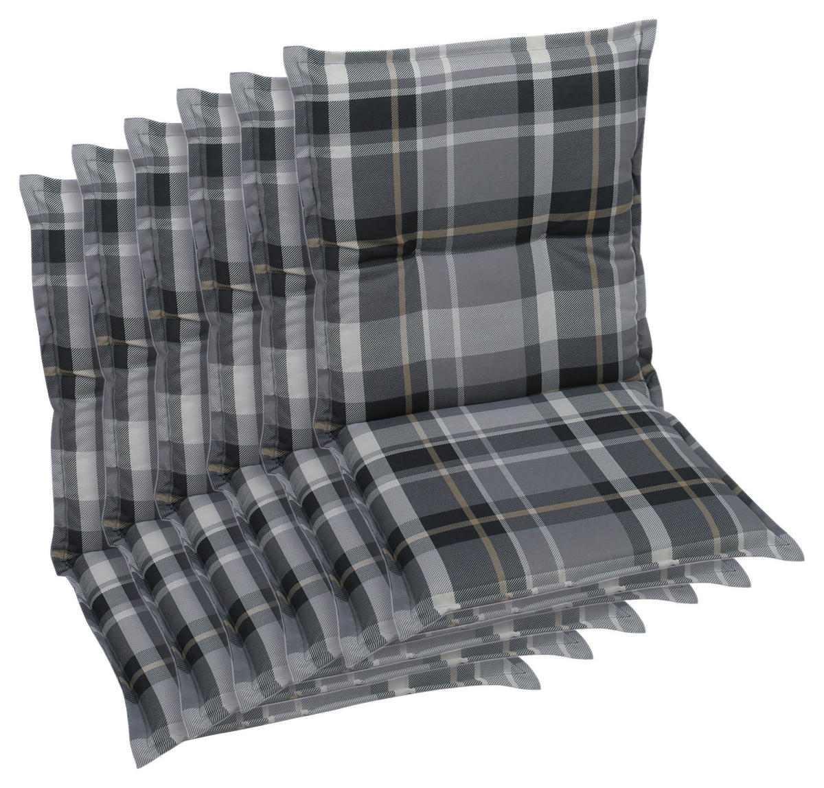 SESSELAUFLAGENSET in Grau Karo  - Grau, Basics, Textil (50/6/100cm)