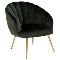 SESSEL Samt Dunkelgrün    - Dunkelgrün/Messingfarben, Design, Textil/Metall (76/81/76cm) - Ambia Home
