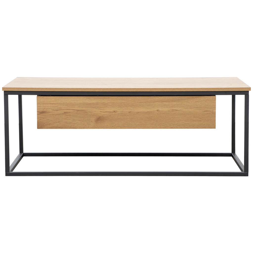 Thumbnail - Carryhome Couchtisch, Schwarz, Eiche, Metall, Holzwerkstoff, 1 Schubladen, rechteckig, eckig, Flachrohr, 60x40x110 cm, B...