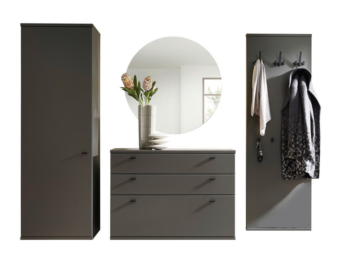 GARDEROBE 4-teilig  in 255/181,2/39,1 cm  - Grau, Design, Holzwerkstoff (255/181,2/39,1cm) - Invivus