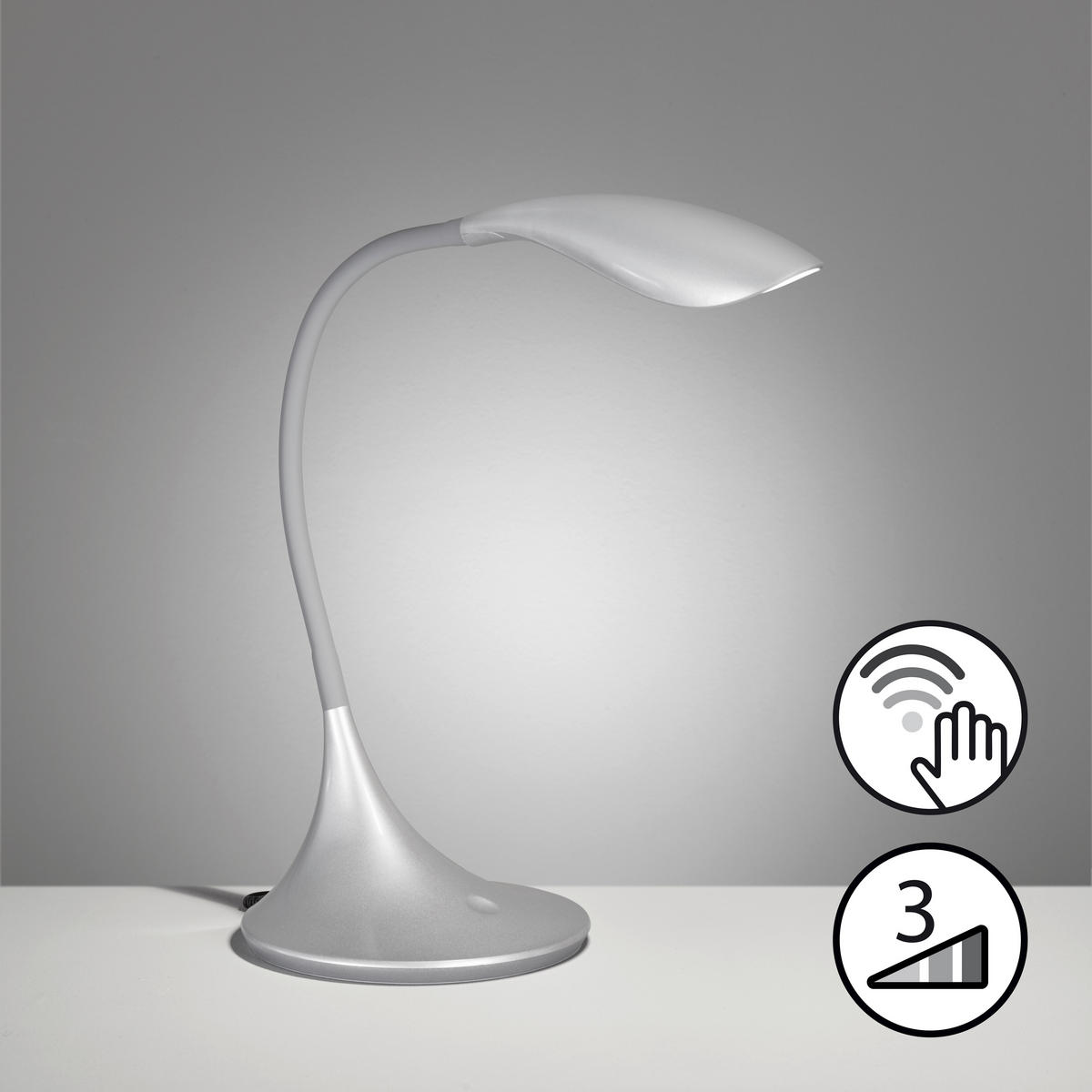 LED-SKRIVBORDSLAMPA Nil 37,5/17 cm   - silver, Klassisk, plast (37,5/17cm) - Fischer & Honsel