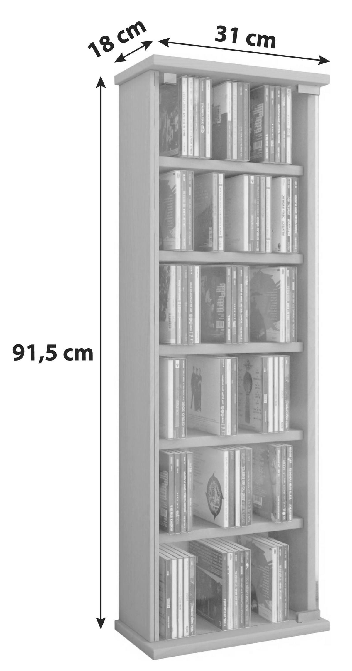 CD-Regal in Buchefarbe - Buchefarben, Konventionell, Glas/Holzwerkstoff (31/91,5/18cm) - MID.YOU