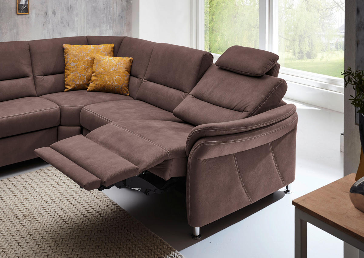 WOHNLANDSCHAFT in Mikrofaser Braun  - Alufarben/Braun, Konventionell, Textil/Metall (173/330/262cm) - Beldomo System
