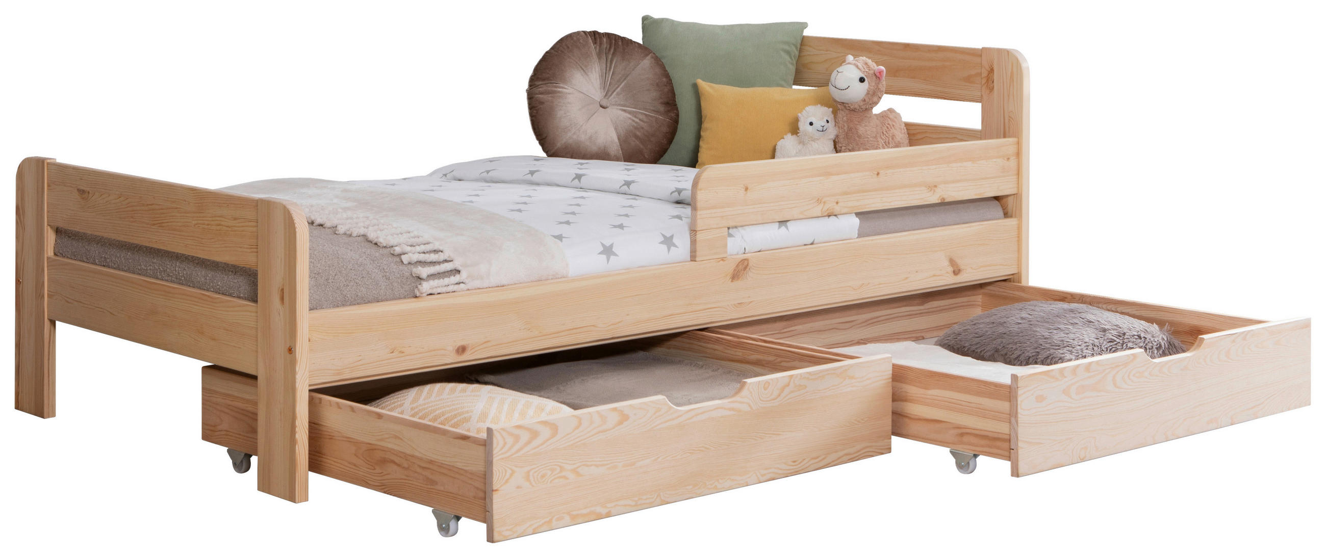 STAURAUMBETT 90/200 cm  in Naturfarben  - Naturfarben, MODERN, Holz/Textil (90/200cm) - MID.YOU