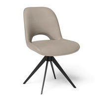 STUHL  in Stahl Echtleder pigmentiert  - Taupe/Schwarz, Design, Leder/Metall (53/86/61cm) - Joop!