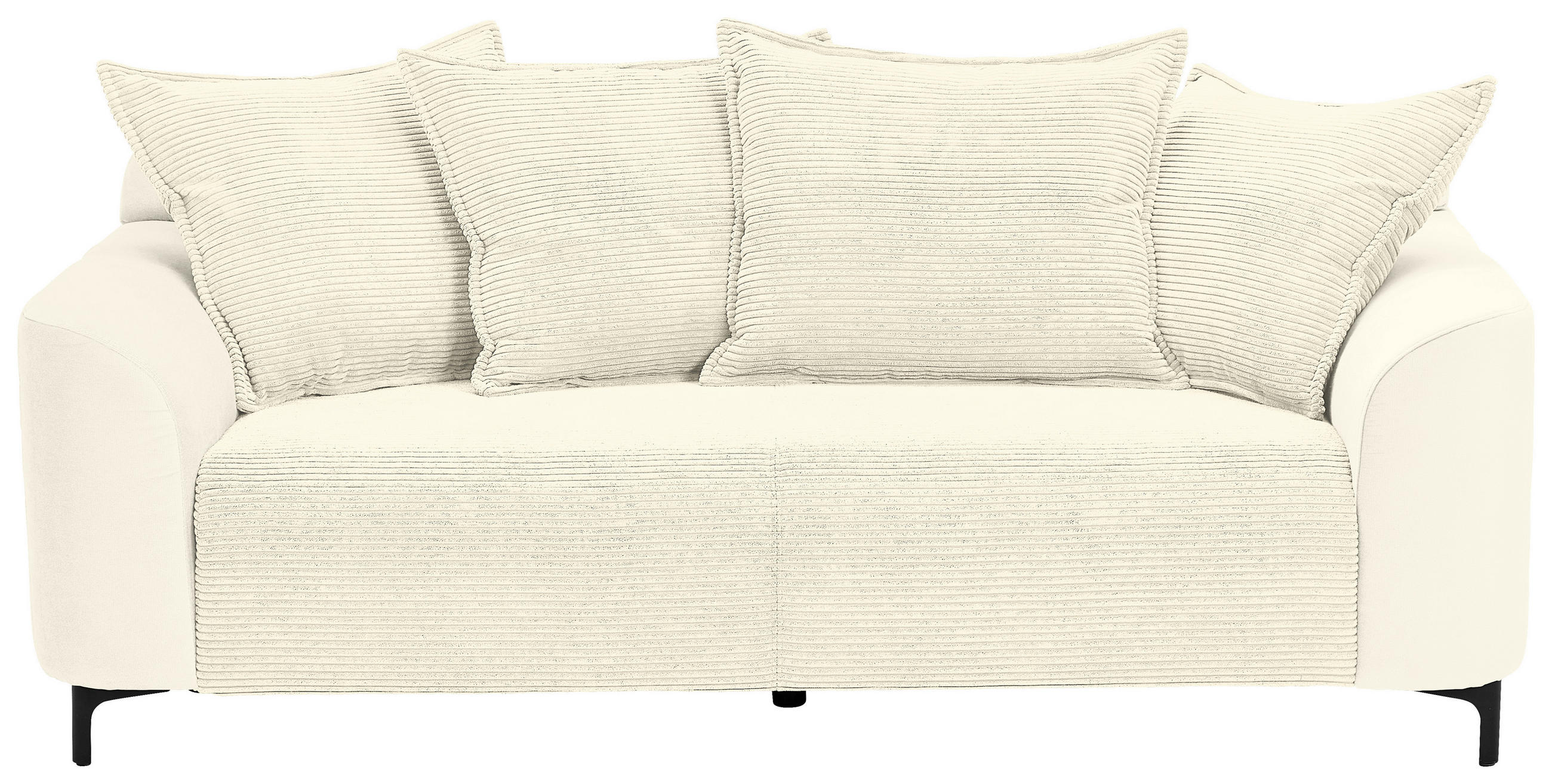 2-SITZER-SOFA in Cord, Velours Creme  - Creme/Schwarz, Konventionell, Textil/Metall (175/84/99cm) - Carryhome