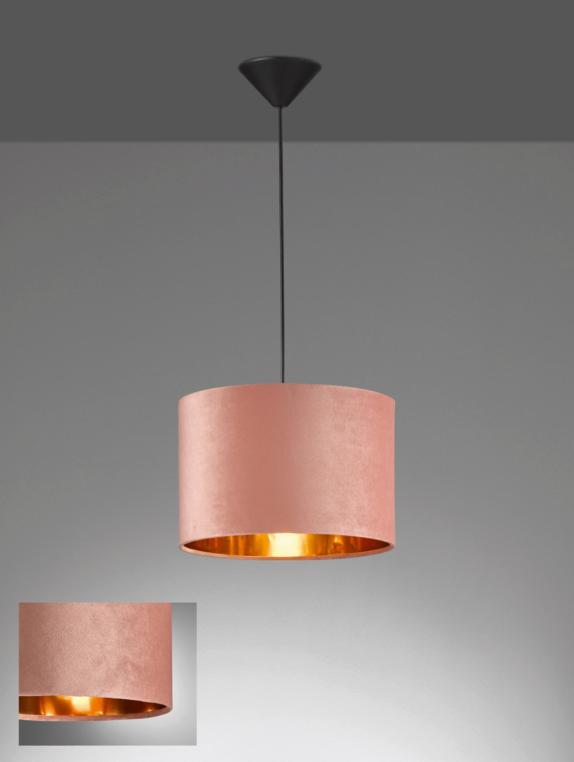 HÄNGELEUCHTE 30/140 cm - Goldfarben/Rosa, Trend, Kunststoff (30/140cm) - Fischer & Honsel
