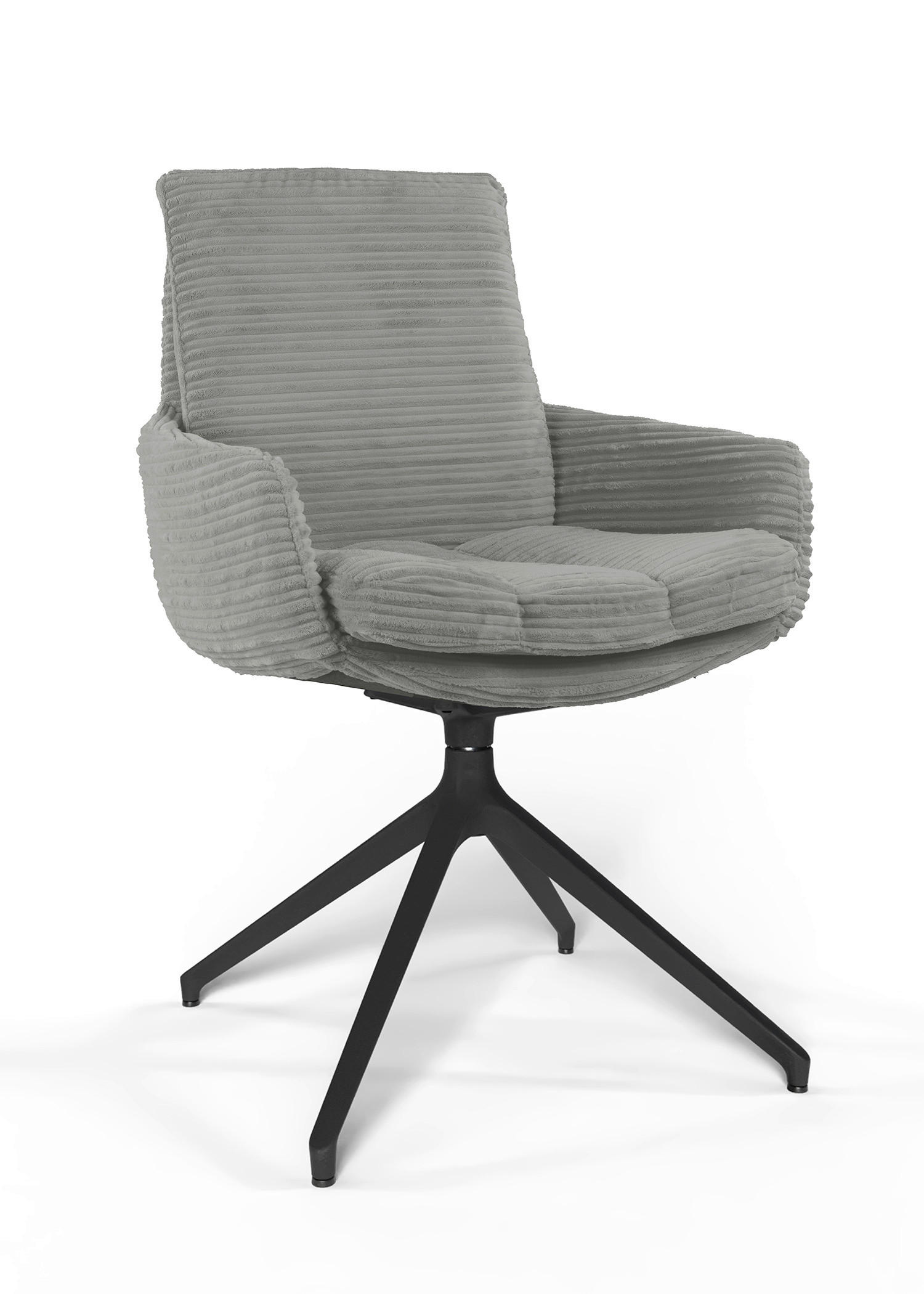 ARMLEHNSTUHL  Beinauswahl, Sitzfläche 360° drehbar, Stoff-/Lederauswahl gerippt  Grau  - Schwarz/Grau, Design, Textil/Metall (60/91/62cm) - Valdera