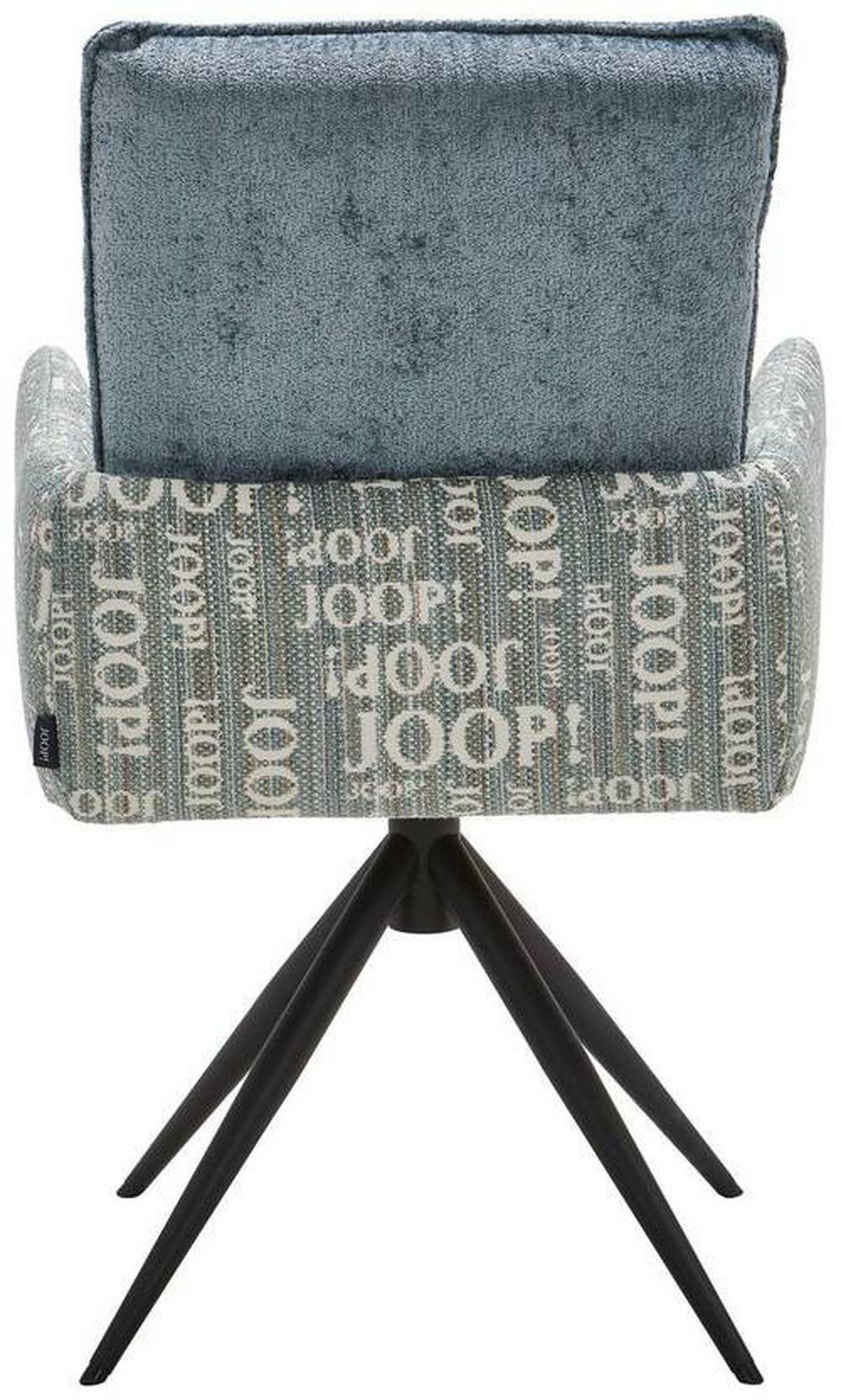 ARMLEHNSTUHL  in Stahl Chenille, Flachgewebe  - Graublau/Schwarz, Design, Textil/Metall (59/91/64cm) - Joop!