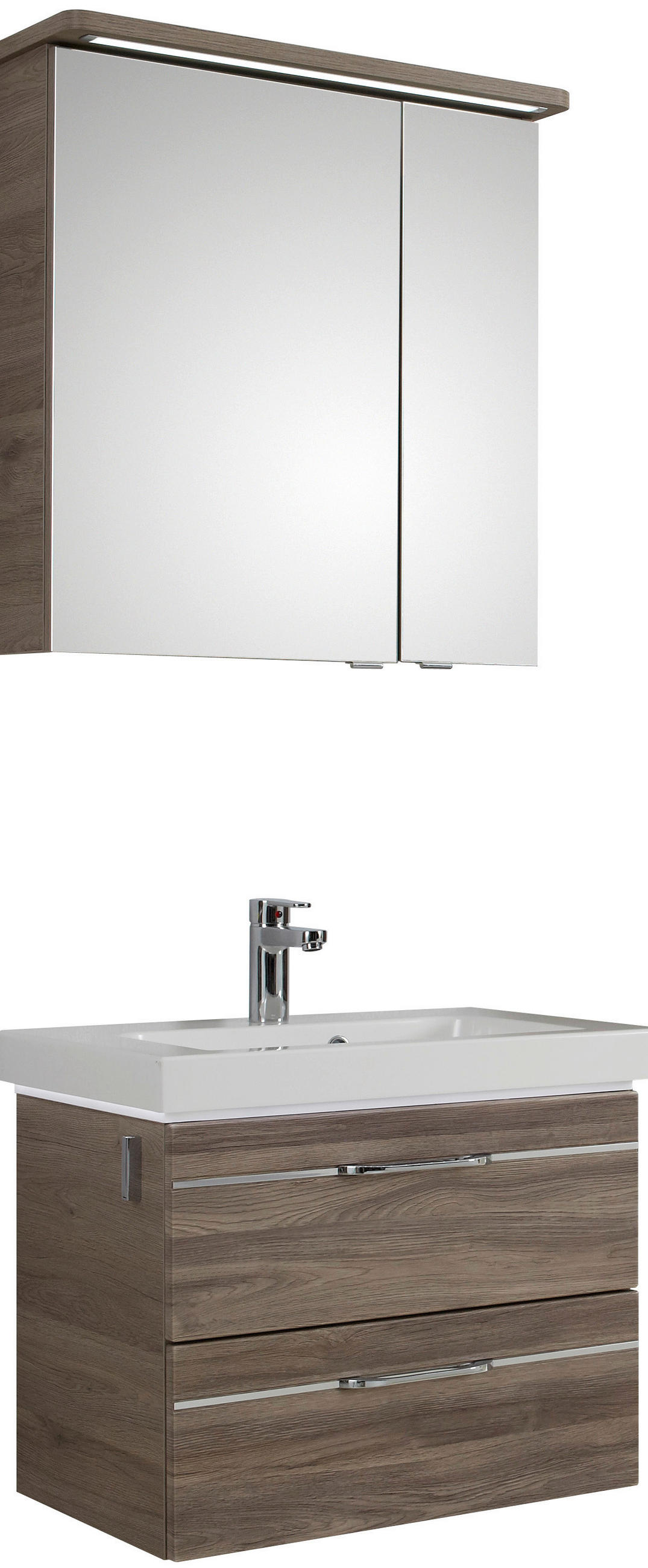 BADEZIMMER  in 64 cm  - Braun/Weiß, KONVENTIONELL, Holzwerkstoff/Stein (64cm) - Sadena